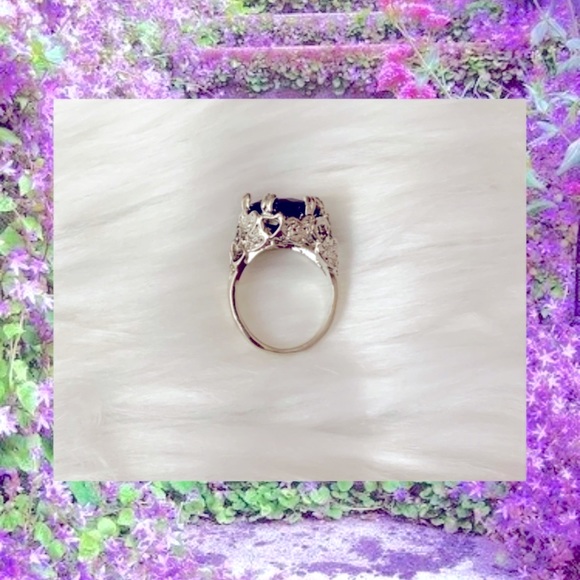 Simulated Amethyst Hearts Silver Ring - Picture 3 of 6